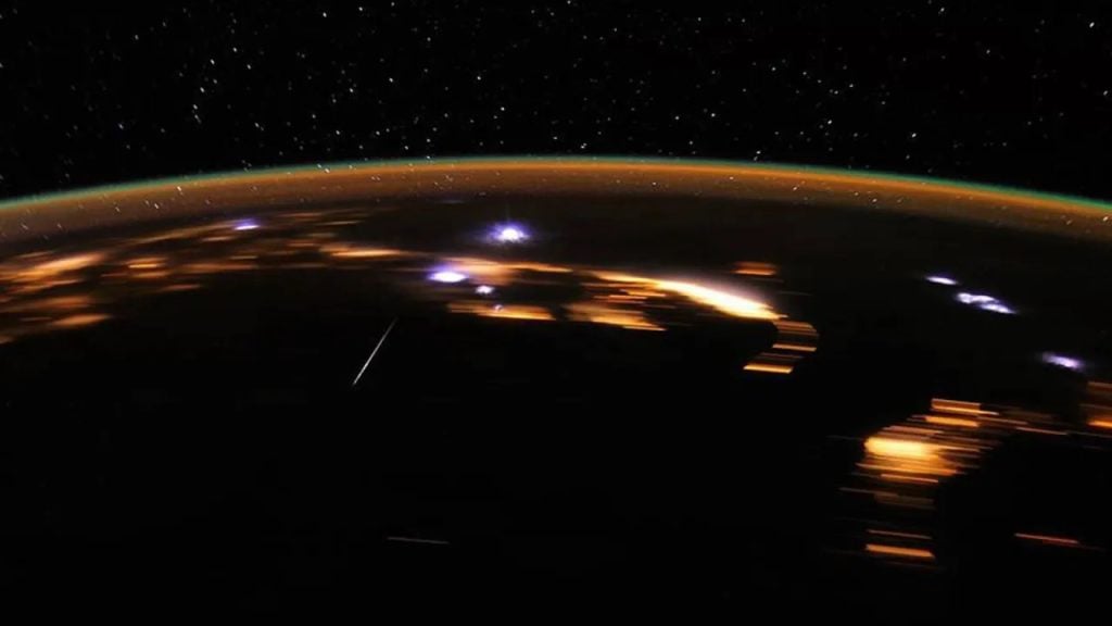 NASA image taken from ISS of 2012 Lyrids Meteor Shower