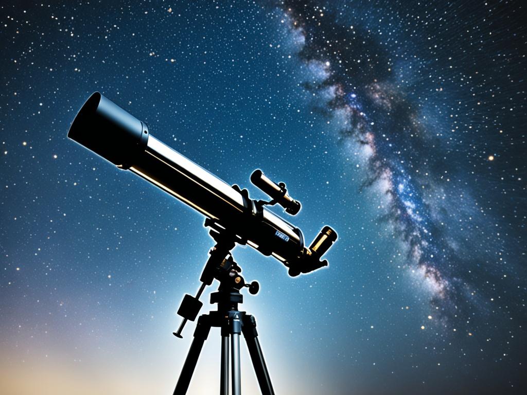 A telescope with the Milky Way in the background