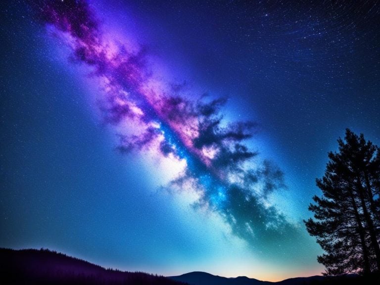 A beautiful night sky blue and purple Milky Way