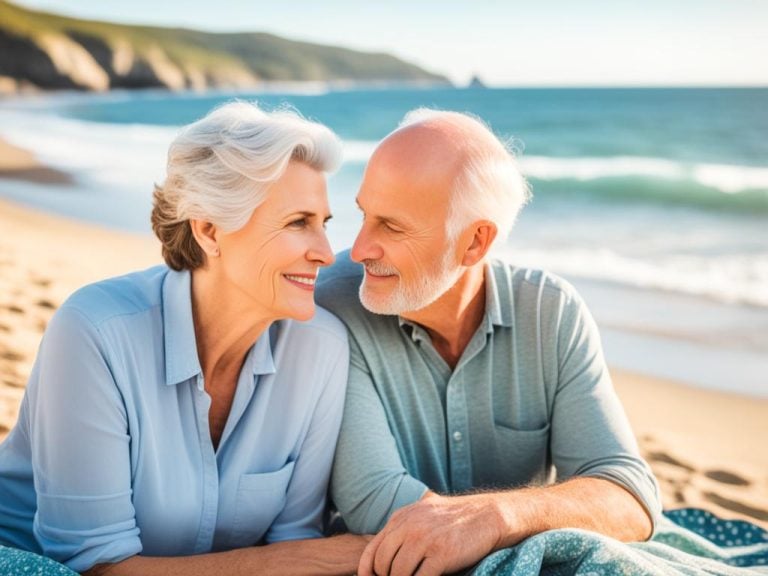 Couple enjoying retirement on a beach
