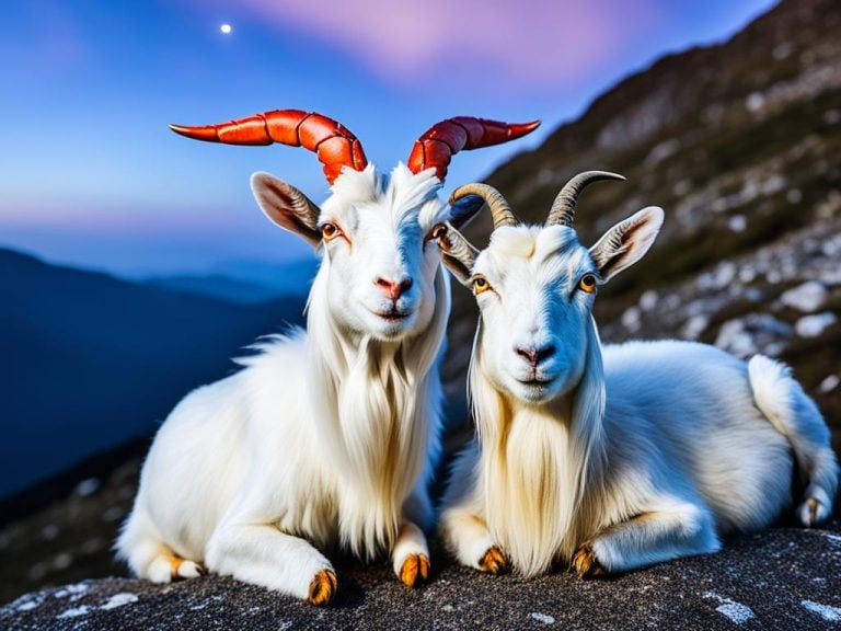 A pair of goats on a rock