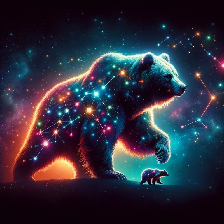 Fanciful image of a near representing Ursa Major not scientific