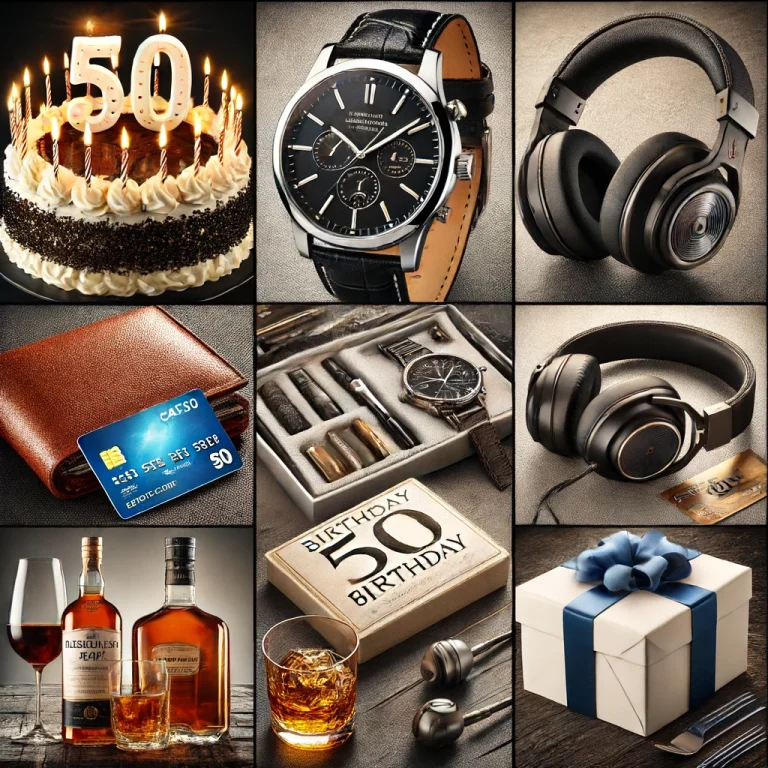 collage shows cake, watch, headphone, liquor and wallet