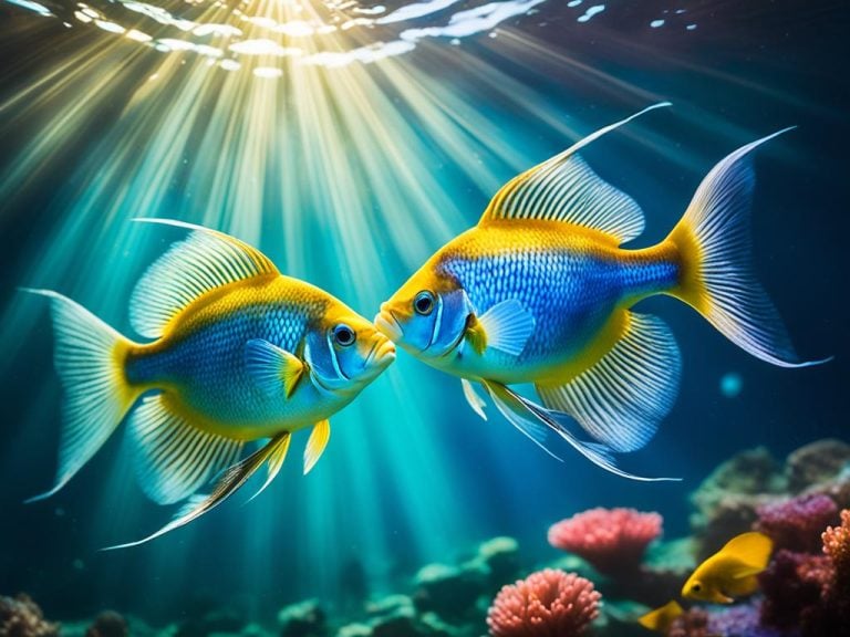 Two fish meet in a tropical sea