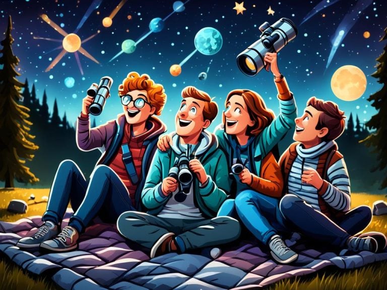 Group having fun under the stars
