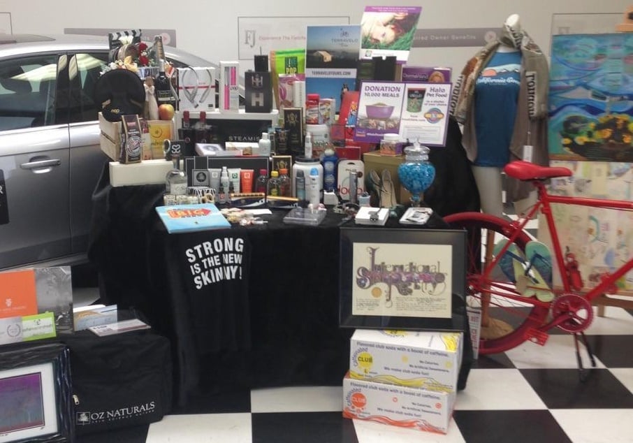 Items on display at the Oscars celebrity gift lounge