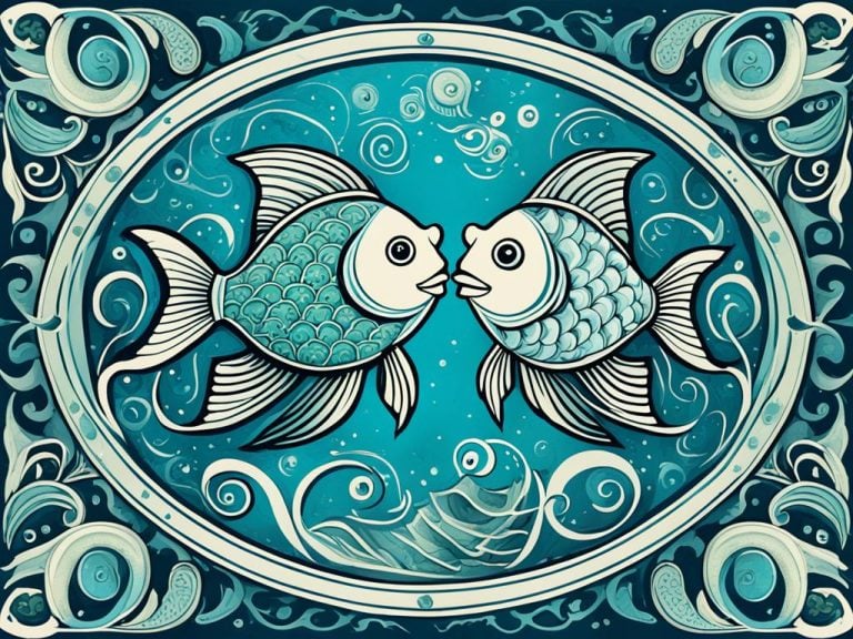 Two fish representing the zodiac sign Pisces