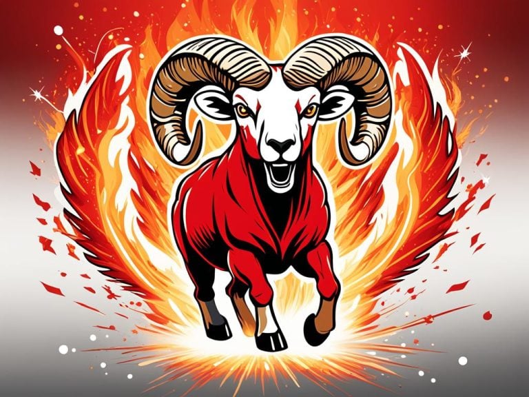red ram running through fire